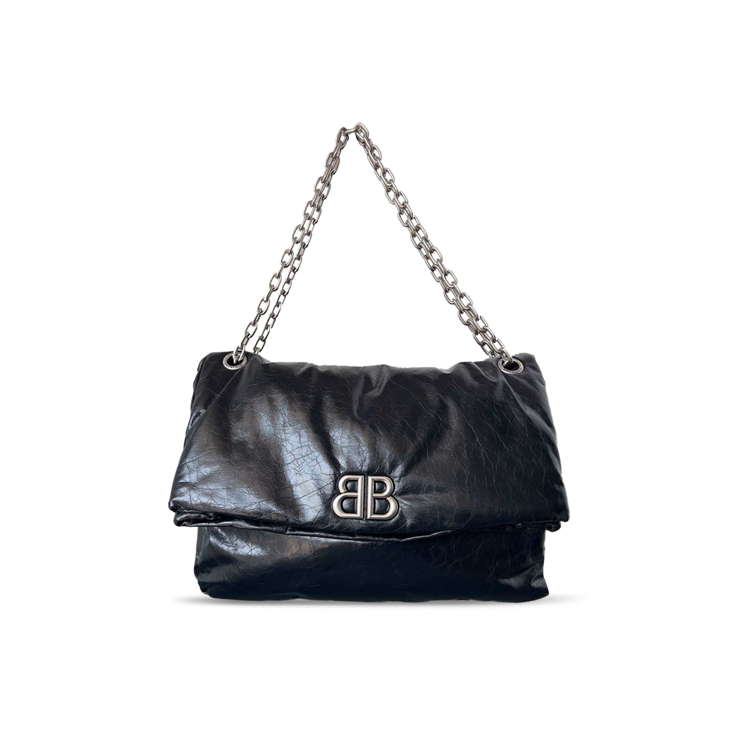 BALENCIAGA WOMEN'S MONACO CHAIN BAG LARGE IN BLACK 7659332RAR81000 (43.5*32*13cm)